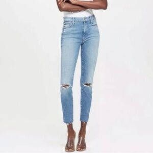 MOTHER high waisted looker ankle fray